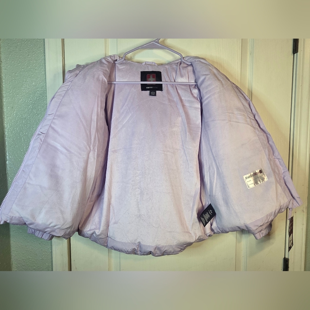Swiss+Tech Girls Lavender Puffer Jacket Lg Hooded Fleece Lined Water Resistant - Picture 4 of 9
